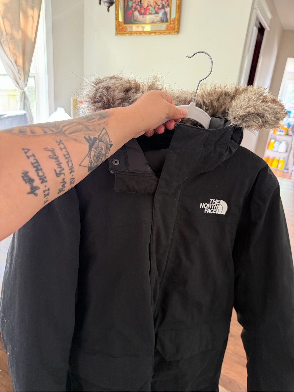 The North Face Men’s Black Ski Parka with Faux Fur Trim